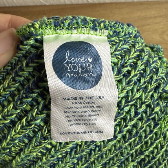 Love Your Melon Beanie Womens One Size Lot of 2 Knit Pom Green Off White Winter - Picture 12 of 12